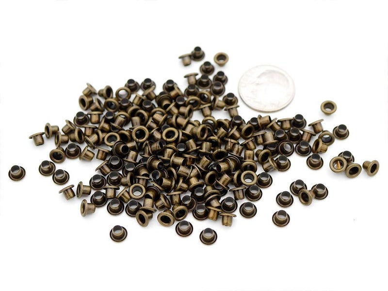 CRAFTMEMORE 2MM Hole 200PCS Tiny Grommets Eyelets Self Backing for Bead Cores, Clothes, Leather, Canvas (Antique Brass) - Image 3